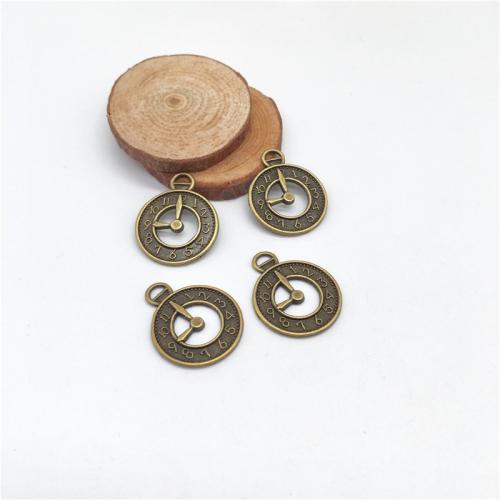 Tibetan Style Pendants, Clock, antique bronze color plated, DIY, 32x24mm, 100PCs/Bag, Sold By Bag