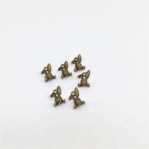 Tibetan Style Animal Pendants, Rabbit, antique bronze color plated, DIY, 10x15x5mm, 100PCs/Bag, Sold By Bag