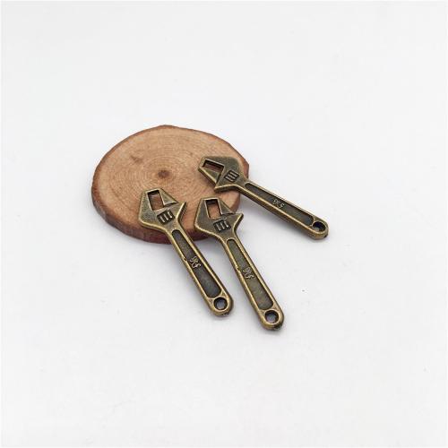 Tibetan Style Tool Pendants, Wrench, antique bronze color plated, DIY, 40x13mm, 100PCs/Bag, Sold By Bag