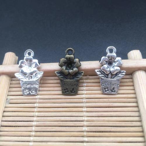 Tibetan Style Pendants, plant pot, plated, DIY, more colors for choice, 19x11mm, 100PCs/Bag, Sold By Bag