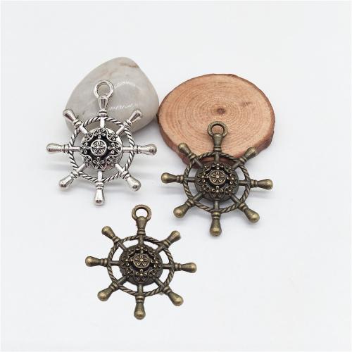 Tibetan Style Ship Wheel & Anchor Pendant, plated, DIY, more colors for choice, 35x40mm, 100PCs/Bag, Sold By Bag