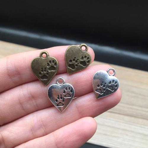 Tibetan Style Heart Pendants, plated, DIY, more colors for choice, 17x13mm, 100PCs/Bag, Sold By Bag