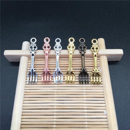 Tibetan Style Pendants, Fork, plated, DIY, more colors for choice, 34x6.50mm, 100PCs/Bag, Sold By Bag