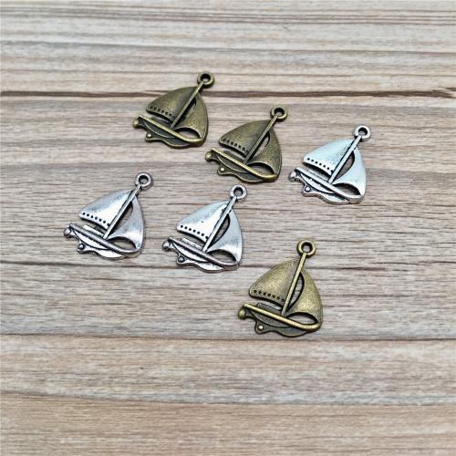 Véhicule en forme de pendentifs en alliage de Zinc, bateau, Placage, DIY, plus de couleurs à choisir, 23x17mm, 100PC/sac, Vendu par sac