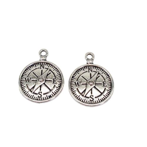 Tibetan Style Pendants, Compass, antique silver color plated, DIY, 26x20x3mm, 100PCs/Bag, Sold By Bag