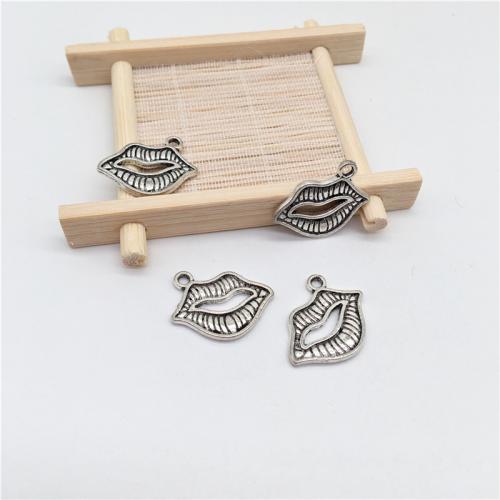 Tibetan Style Pendants, Lip, antique silver color plated, DIY, 16x25mm, 100PCs/Bag, Sold By Bag