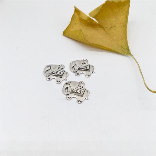 Tibetan Style Animal Pendants, Elephant, antique silver color plated, DIY, 25x21mm, 100PCs/Bag, Sold By Bag