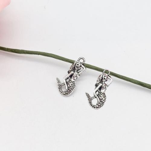 Tibetan Style Pendants, Mermaid, antique silver color plated, DIY, 23x12mm, 100PCs/Bag, Sold By Bag