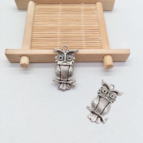 Tibetan Style Animal Pendants, Owl, antique silver color plated, DIY, 26x14mm, 100PCs/Bag, Sold By Bag