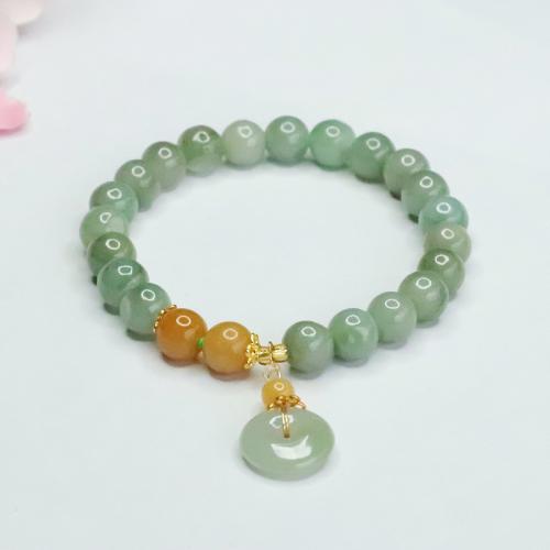 jade bracelet, avec alliage de zinc, style folk & pour femme, beads length 7mm, Longueur:Environ 6-8 pouce, Vendu par PC