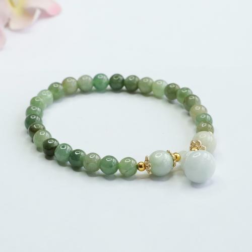 jade bracelet, avec alliage de zinc, calebasse, style folk & pour femme, grade A, beads length 6mm, Longueur:Environ 6-8 pouce, Vendu par PC