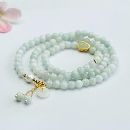 jade bracelet, calebasse, fait à la main, multicouche & style folk & pour femme, grade A, beads length 6mm, Longueur:Environ 18-24 pouce, Vendu par PC