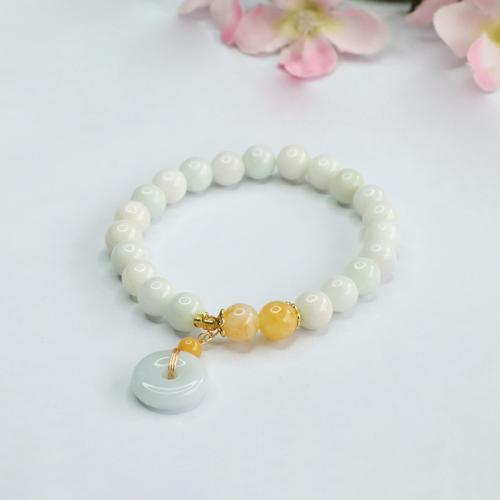 Jadeite Bracelet, with Tibetan Style, folk style & Unisex, Grade A, beads length 8mm, Length:Approx 6-8 Inch, Sold By PC