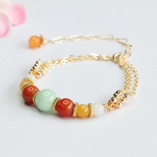 Jadeite Bracelet, with Tibetan Style, Round, gold color plated, folk style & for woman, Grade A, beads length 10mm, Length:Approx 6-8 Inch, Sold By PC