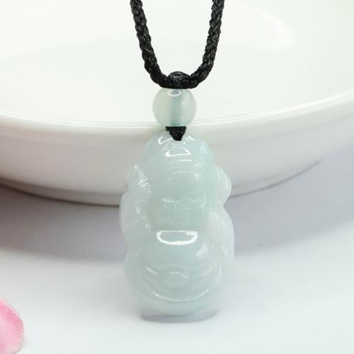 Gemstone Pendants Jewelry, Jadeite, God of Wealth, Carved, folk style & DIY, Grade A, 23x14x5mm, Sold By PC