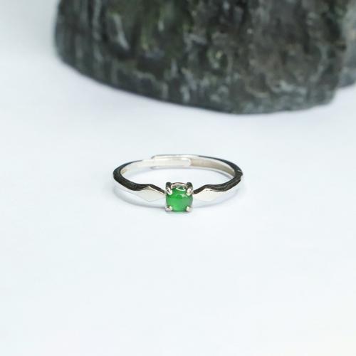 Jadeite Cuff Finger Ring, with 925 Sterling Silver, folk style & for woman, US Ring Size:6-8, Sold By PC