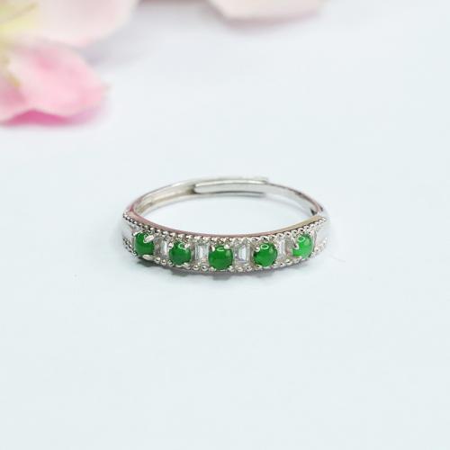 Jadeite Cuff Finger Ring, with 925 Sterling Silver, folk style & for woman, US Ring Size:6-8, Sold By PC