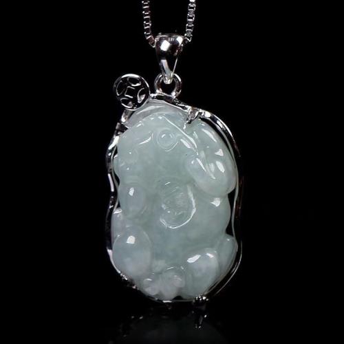 Gemstone Pendants Jewelry, Jadeite, with 925 Sterling Silver, Fabulous Wild Beast, folk style & DIY & different styles for choice, Grade A, 23x12x7mm, Sold By PC