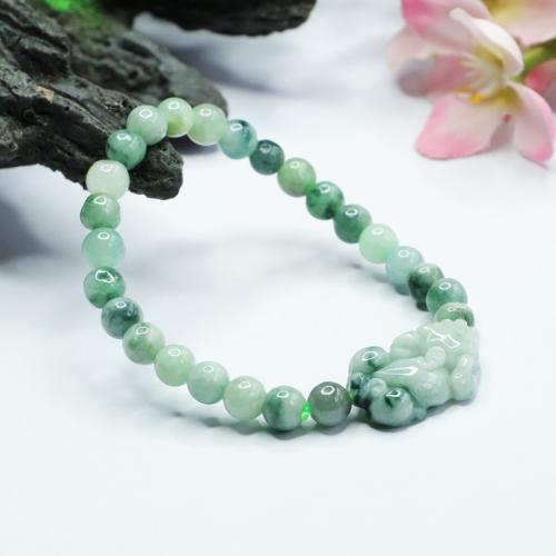 Jadeite Bracelet, Fabulous Wild Beast, folk style & Unisex, Grade A, beads length 6mm, Sold By PC