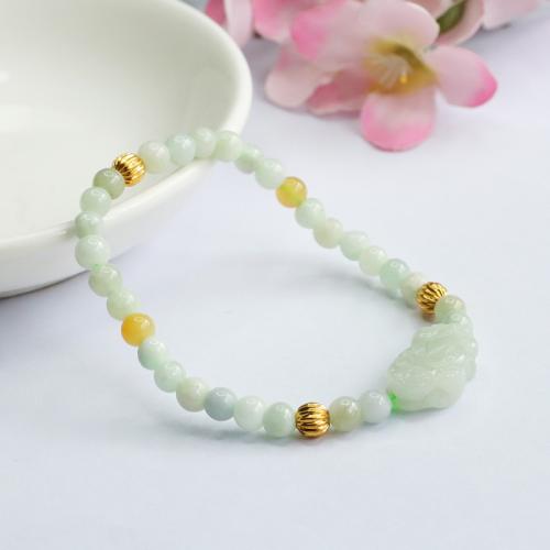 Jadeite Bracelet, with Tibetan Style, Fabulous Wild Beast, handmade, folk style & for woman, beads length 5mm, Length:Approx 6-8 Inch, Sold By PC