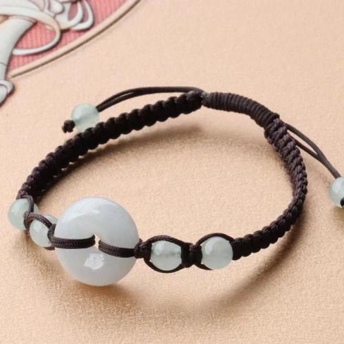 jade bracelet, avec corde de coton, fait à la main, style folk & tressé & pour femme, plus de couleurs à choisir, Longueur:Environ 6-10 pouce, Vendu par PC