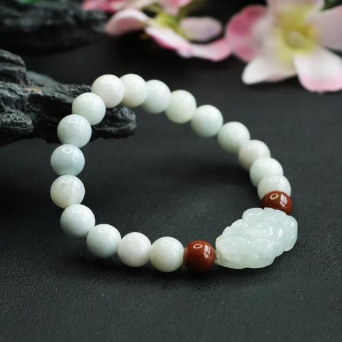 Jadeite Bracelet, Fabulous Wild Beast, Carved, folk style & Unisex, beads length 8mm, Length:Approx 6-8 Inch, Sold By PC