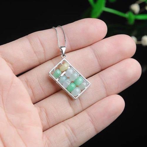 Gemstone Pendants Jewelry, Jadeite, with 925 Sterling Silver, Abacus, folk style & different styles for choice, 22x14x6mm, Sold By PC