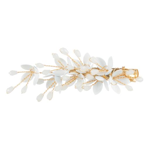 Alligator Hair Clip, Iron, with brass wire & Porcelain, for bridal & for woman, golden, 50x80mm, Sold By PC