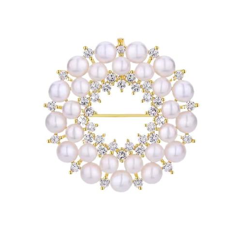 Tibetan Style Brooches, with Plastic Pearl, for woman & with rhinestone & hollow, more colors for choice, 35x35mm, Sold By PC