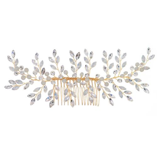 Decorative Hair Combs, Iron, with brass wire, for bridal & with rhinestone, more colors for choice, 180x80mm, Sold By PC