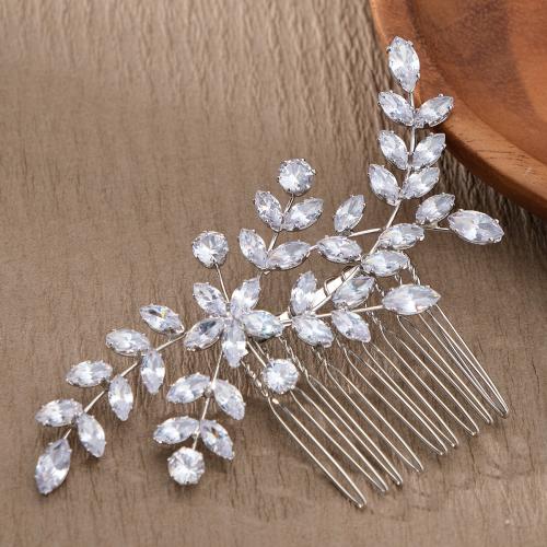 Decorative Hair Combs, Brass, for bridal & micro pave cubic zirconia, more colors for choice, 66x100mm, Sold By PC