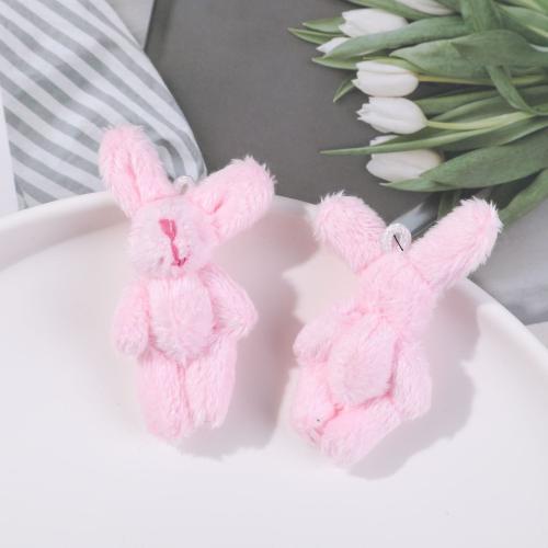 Hanging Ornaments, Plush, Rabbit, handmade, DIY, more colors for choice, 55x30mm, Sold By PC