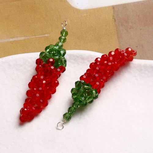 Gemstone Pendants Jewelry, Seedbead, Pepper, handmade, multifunctional & DIY, 49x13mm, Sold By PC