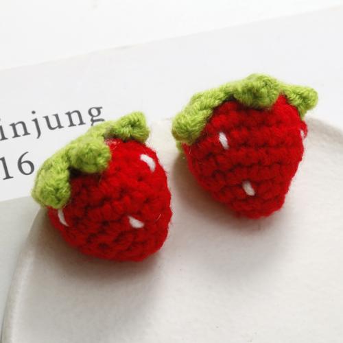 Hair Accessories DIY Findings, Cotton Thread, Strawberry, handmade, multifunctional, 30x33mm, Sold By PC