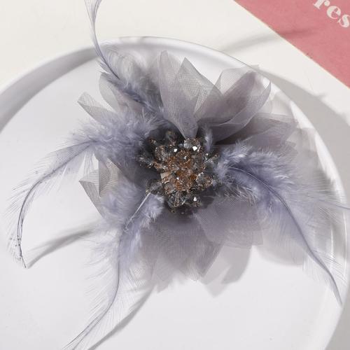 Hair Accessories DIY Findings, Crystal, with Gauze & Feather, more colors for choice, 115mm, Sold By PC