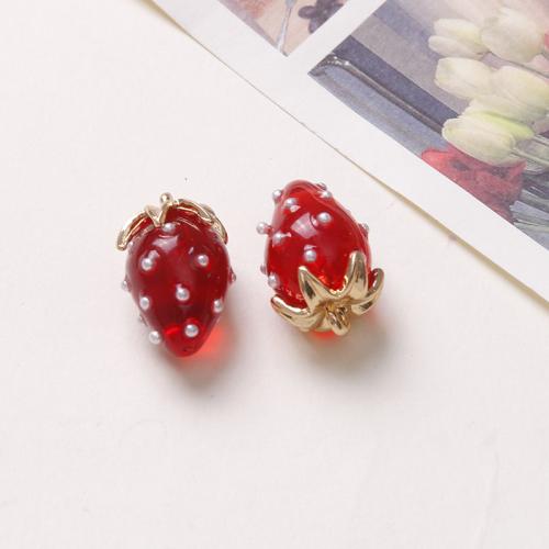 Resin Pendant, with Plastic Pearl, Strawberry, DIY, more colors for choice, 20x13mm, Sold By PC