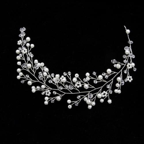 Headband, Plastic Pearl, with brass wire & Crystal, fashion jewelry & for woman, more colors for choice, 300x50mm, Sold By PC