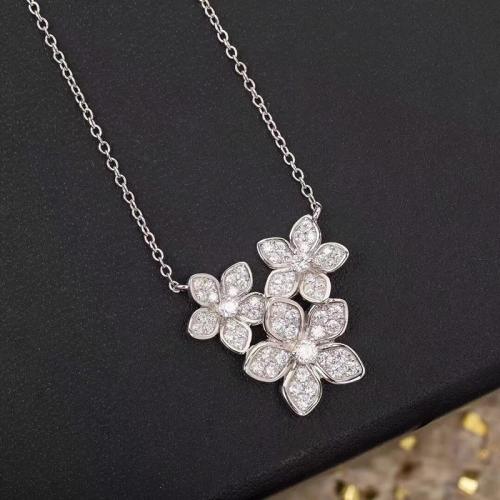 Collier en laiton cubique Zircon Micro Pave, bijoux de mode & pavé de micro zircon & pour femme, Vendu par Environ 45 cm brin