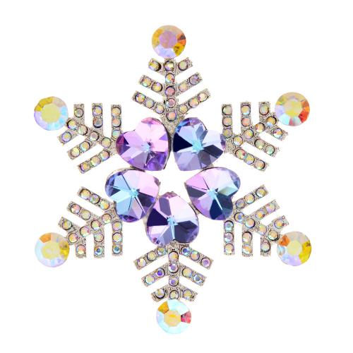 Broches en alliage de zinc, flocon de neige, bijoux de mode & pour femme & avec strass, 59x52mm, Vendu par PC