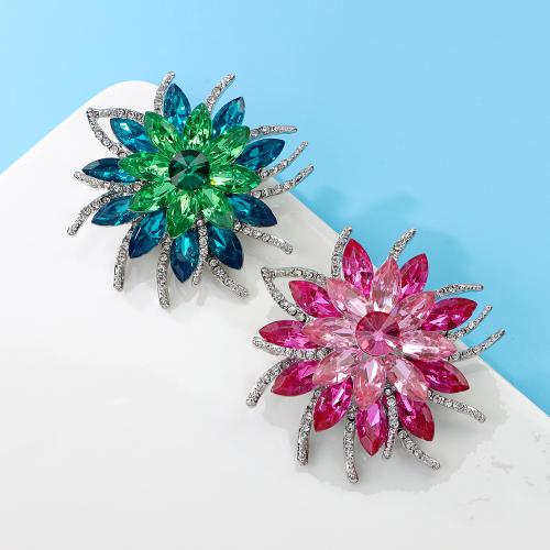 Tibetan Style Brooches, fashion jewelry & Unisex & with rhinestone, more colors for choice, 64x62mm, Sold By PC