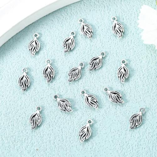 Tibetan Style Leaf Pendants, antique silver color plated, DIY, nickel, lead & cadmium free, 13x6mm, Approx 100PCs/Bag, Sold By Bag