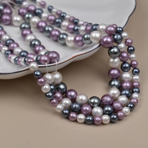 Perles naturelles de coquillage d'eau douce , Shell Pearl, Rond, DIY & normes différentes pour le choix, couleurs mélangées, Vendu par Environ 40 cm brin