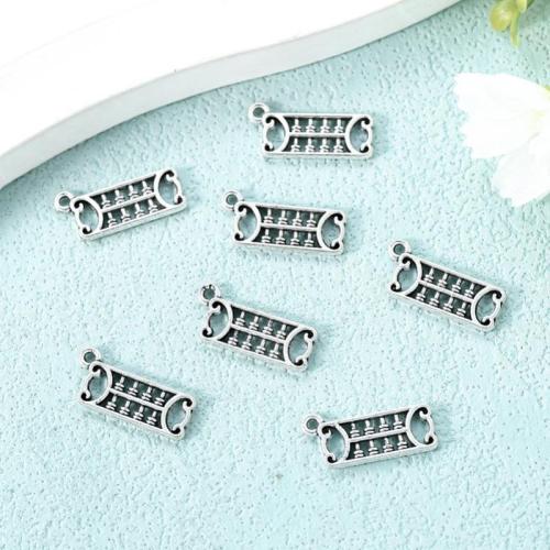 Pendentifs en alliage de zinc, abaque, Plaqué de couleur d'argent, DIY, protéger l'environnement, sans nickel, plomb et cadmium, 20x9mm, Environ 100PC/sac, Vendu par sac