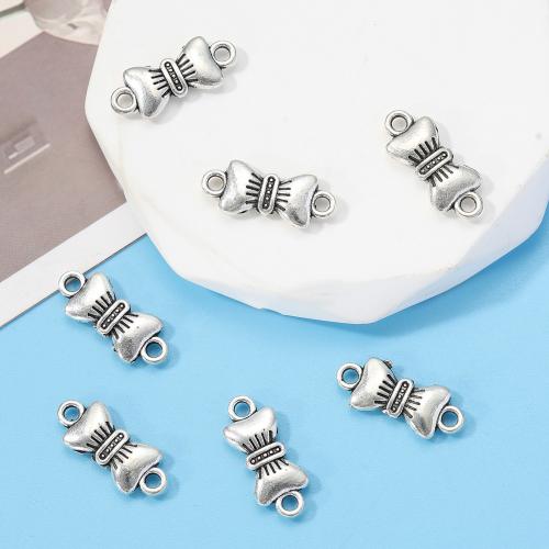 Bowknot Tibetan Style Connector, antique silver color plated, DIY & 1/1 loop, nickel, lead & cadmium free, 11x5mm, Approx 100PCs/Bag, Sold By Bag