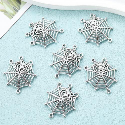 Conectores de Aleación de Zinc, tela de araña, chapado en color de plata antigua, Bricolaje & 1/3 aro, libre de níquel, plomo & cadmio, 38x32mm, aproximado 100PCs/Bolsa, Vendido por Bolsa