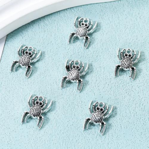 Colgantes Animales de Aleación de Zinc, Araña, chapado en color de plata antigua, Bricolaje, libre de níquel, plomo & cadmio, 14x19mm, aproximado 100PCs/Bolsa, Vendido por Bolsa