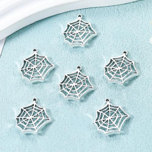 Tibetan Style Pendants, Spider Web, antique silver color plated, DIY, nickel, lead & cadmium free, 25x22mm, Approx 100PCs/Bag, Sold By Bag