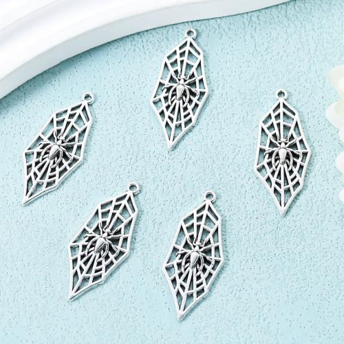 Tibetan Style Pendants, Spider Web, antique silver color plated, DIY, nickel, lead & cadmium free, 38x15mm, Approx 100PCs/Bag, Sold By Bag