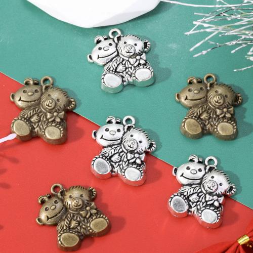 Tibetan Style Animal Pendants, Bear, plated, DIY, more colors for choice, nickel, lead & cadmium free, 25x25mm, Approx 100PCs/Bag, Sold By Bag