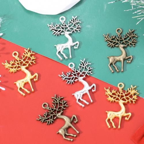 Tibetan Style Christmas Pendants, Christmas Reindeer, plated, Christmas Design & DIY, more colors for choice, nickel, lead & cadmium free, 42x30mm, Approx 100PCs/Bag, Sold By Bag